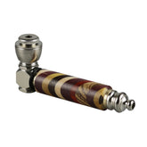 Rainbow Wood & Stainless Steel Hand Pipe - Discreet Smoker